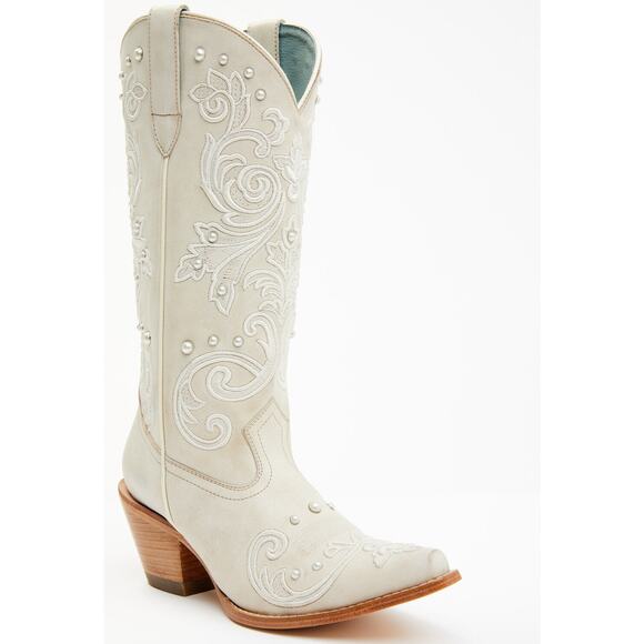 Shyanne Leather Upper Denisse Western Boot Embroidery Snip Toe Cream 7.5B NWOB - Picture 1 of 16